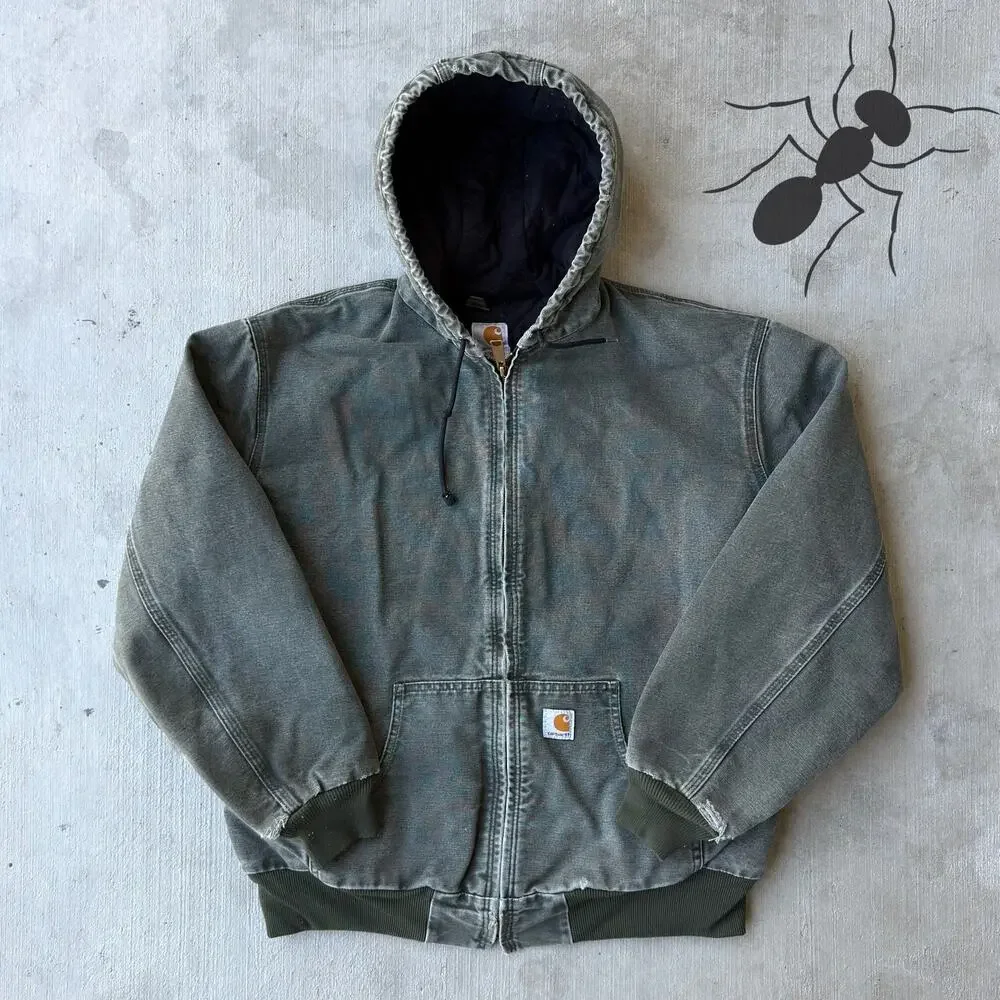 Carhartt WOMENS WJ130 MOS green hooded work wear jacket - Picture 1 of 8